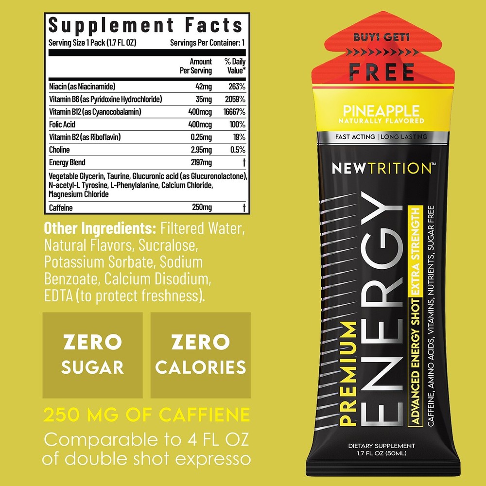NewTrition Extra Strength Energy Shots - Pineapple - 24Ct