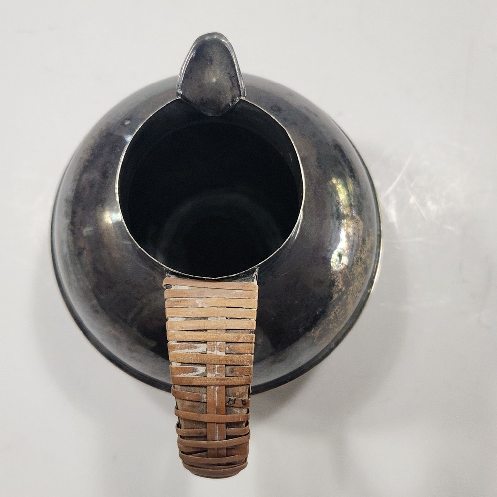 VINTAGE APOLLO EPNS BERNARD RICE'S SONS TEAPOT SILVERPLATED BAMBOO HANDLE