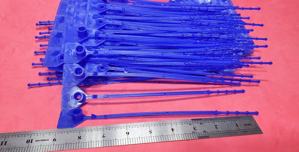 Lot 100 Metrc Adjustable Pull-Up Strap Seal Blue 8" Long