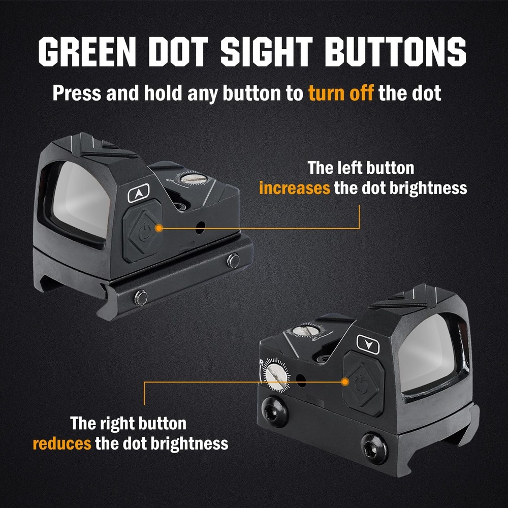 ohhunt 2 MOA Red Dot Sight Green Dot Sight Micro Reflex Sight Shake Awake Optic