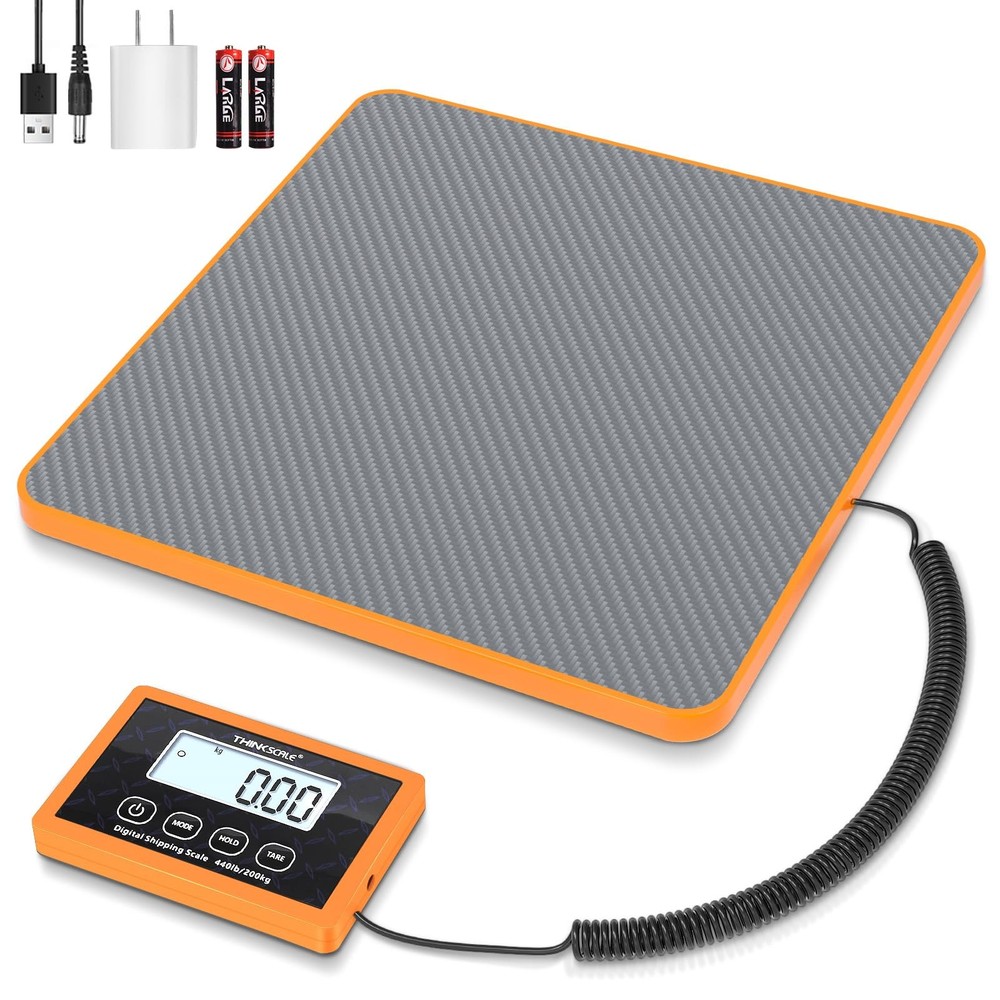 THINKSCALE Shipping Scale, 10g Precision Postal Scale - 440lb, Grey+Orange