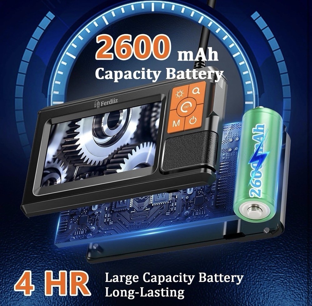 Endoscope Camera with 4.3" IPS Screen,Dual-Lens Borescope with Light,5M