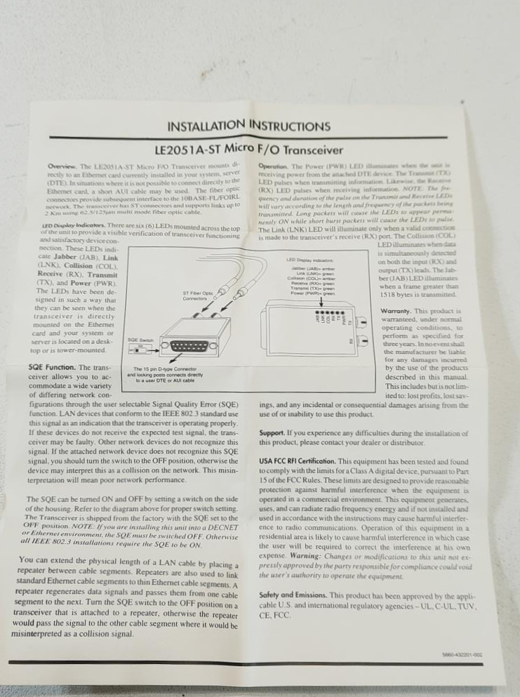 Black Box ST Fiber Optic Micro-Transceiver LE2051A-ST