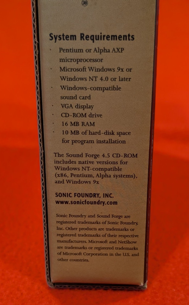 SOUND FORGE 4.5 Digital Audio Editing From Sonic Foundry