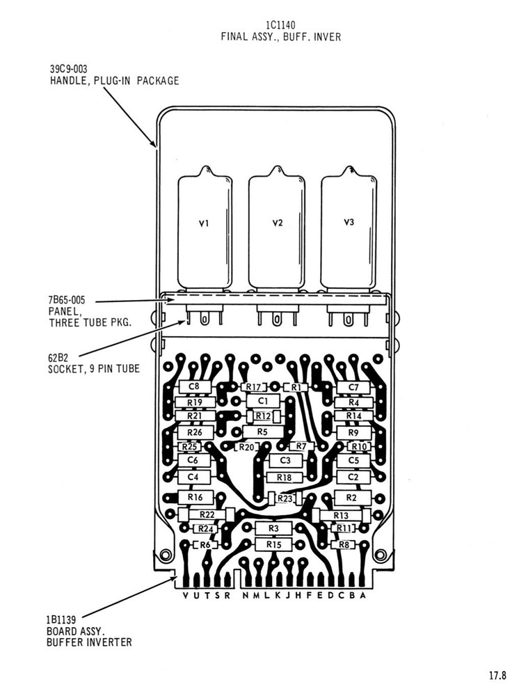 Bendix G-15 Computer "BI” Buffer Inverter Blue Handle Board w/ Three 5965 Tubes