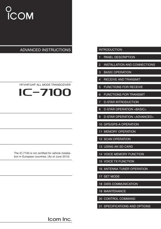 Icom IC-7100 Basic & Service & Instruction & Advanced Manual on CD