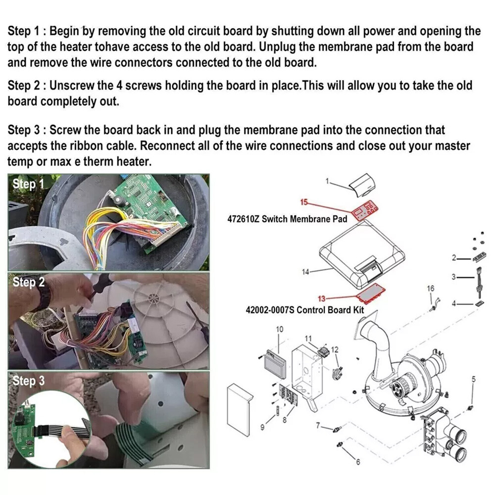 42002-0007S 461105 Control Board Kit W/ Switch Pad For Pentair MasterTemp NA/LP