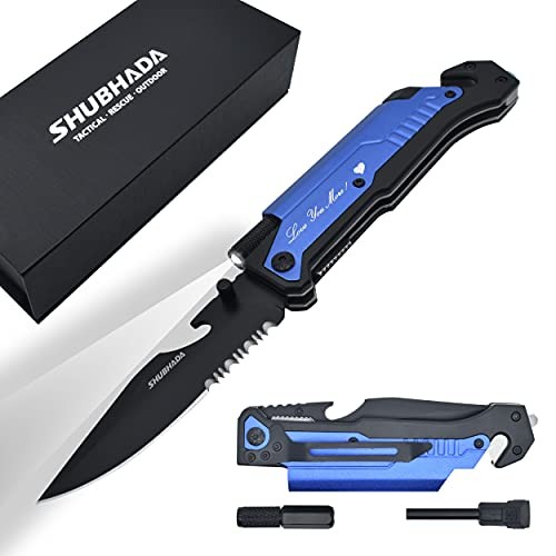 Father's Gift Folding Pocket Knives Multi Function Emergency Tool Knives Blue