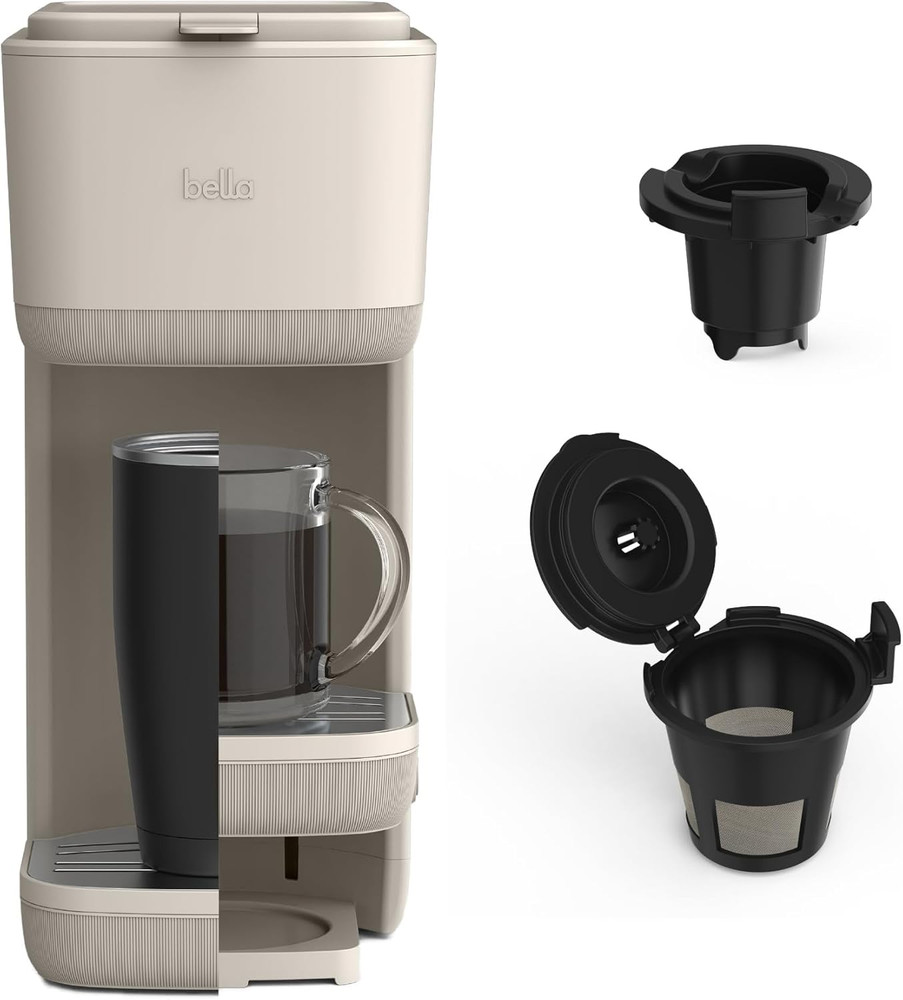 Single Serve Coffee Maker, K Cup & Coffee Ground Compatible with Removable, Adju
