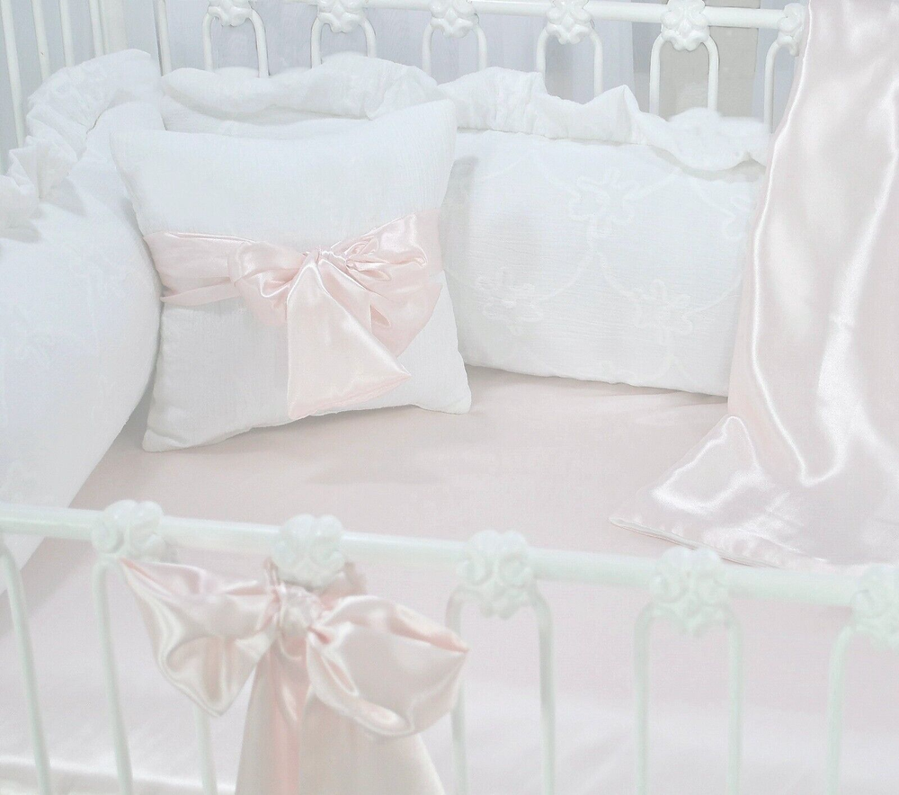 Charlotte Pink Satin Crib Bows