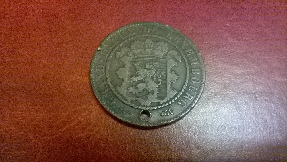 LUXEMBOURG 10 centimes 1870 holed