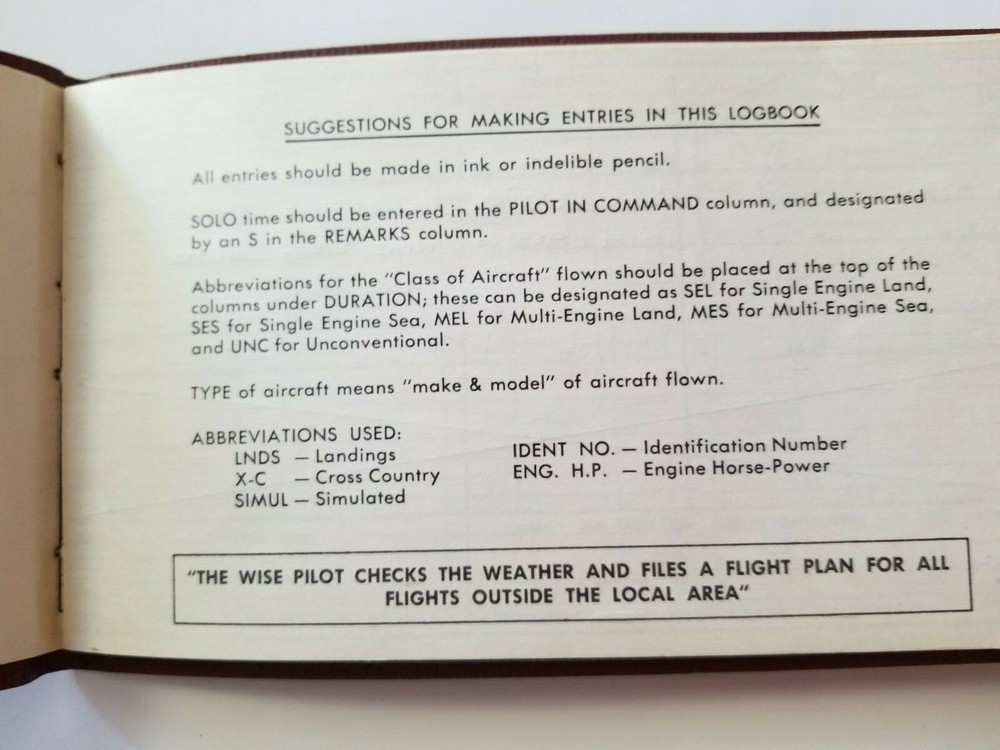 1958 FLIGHT LOG Reno Area