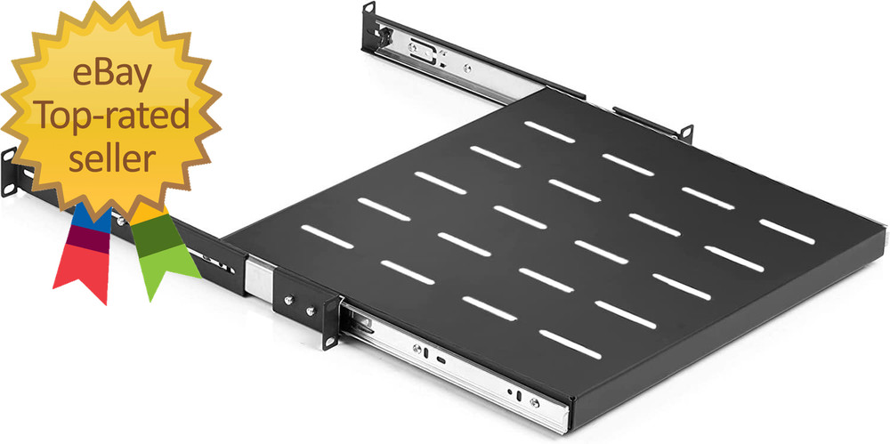 1U Sliding Rack Shelf 19" Server Rack Mount Cabinet 14"-22" Adjustable Depth 4