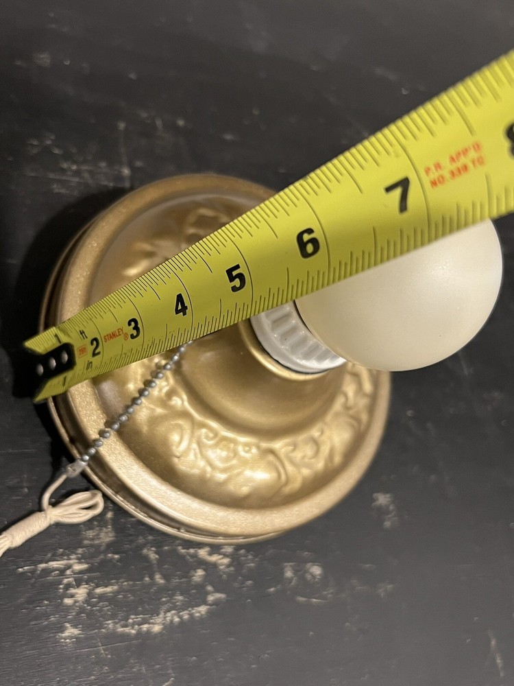 Four 4 Flush Mount Fixtures Pull Chains Polychrome Antique Lights Great 53B