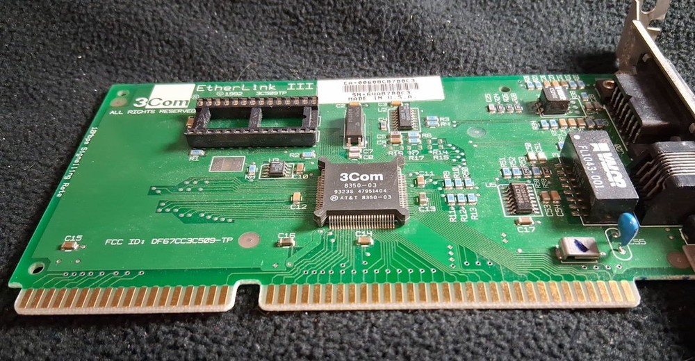 1992 3Com Etherlink III 3C509TP 10BaseT ethernet card 3COM