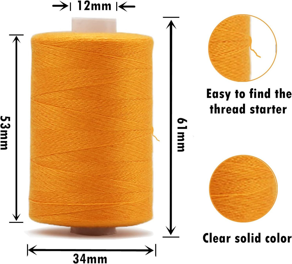 All Purpose Sewing Thread, 10 Spool Assorted Color 1000 Yards Each Bobbin Polyes