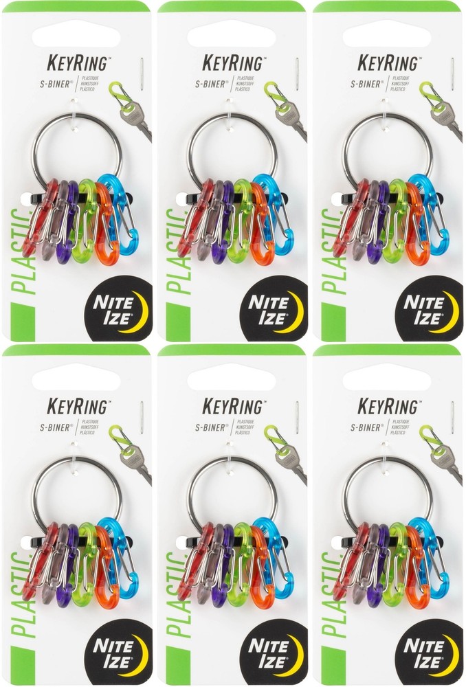 Nite Ize Stainless Steel Keyring w/ Mini S-Biners (6-Pack)