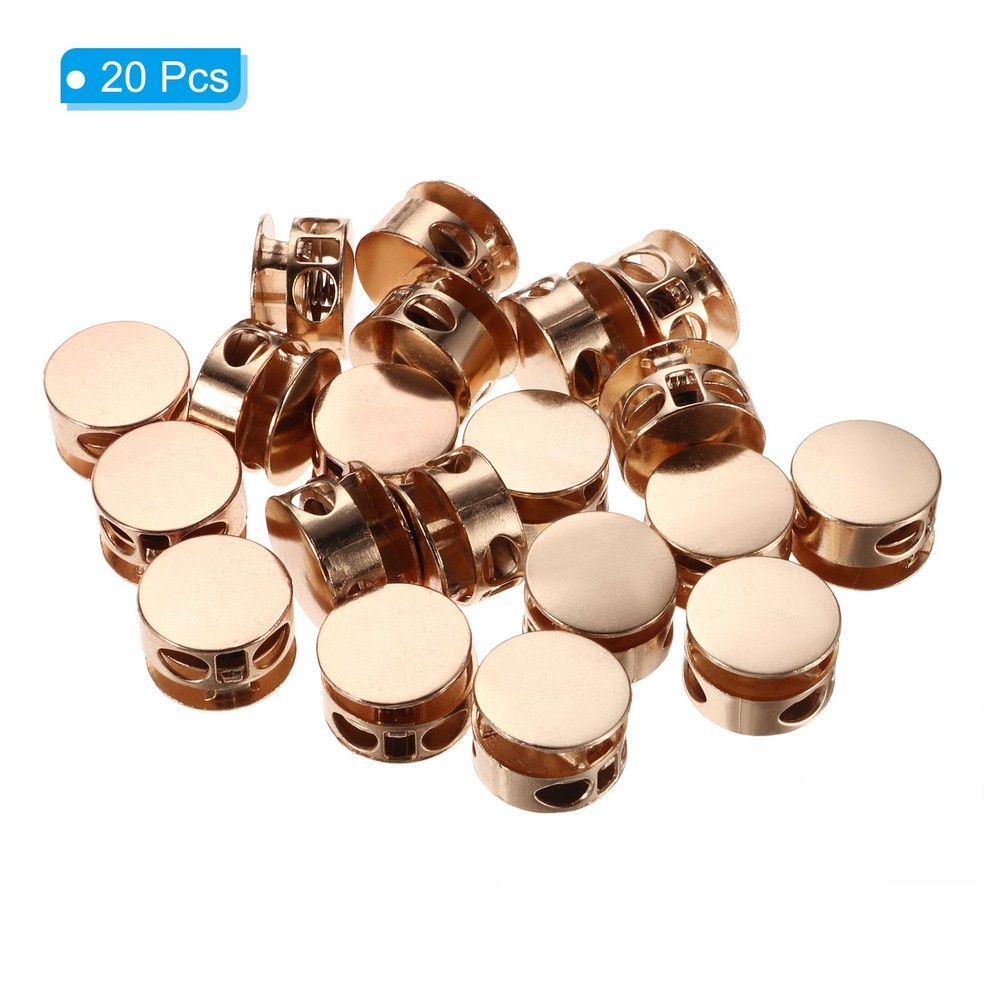 20 Set - Cord Locks Round Spring Toggle Stopper Gold