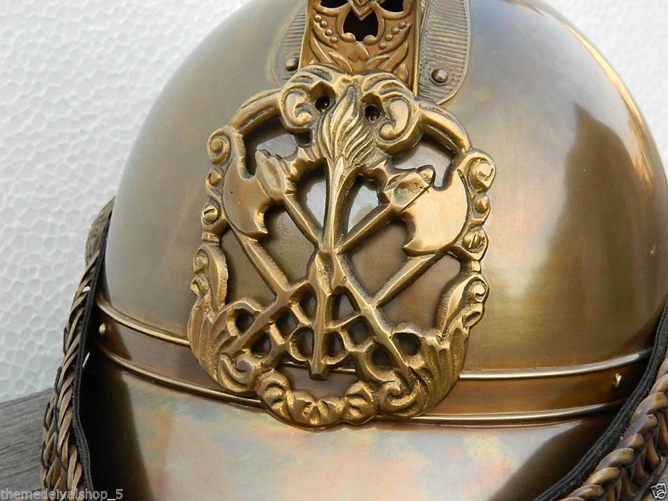 Authentic Brass Fireman Helmet Vintage Firefighting Armor Solid Replica Helmet