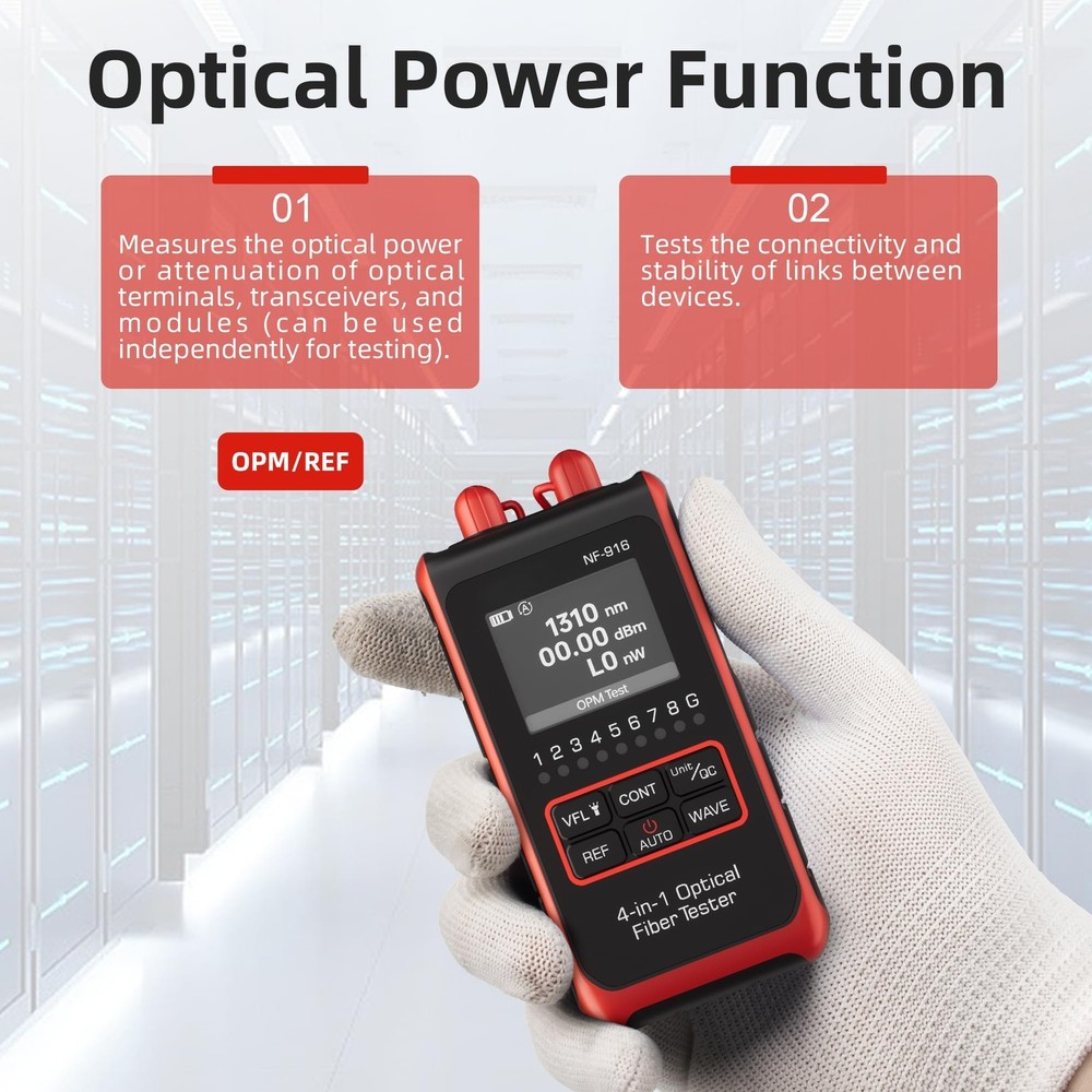 Fiber Optical Power Meter Wavelength Network Cable Tester LAN Wiring Diagnostics