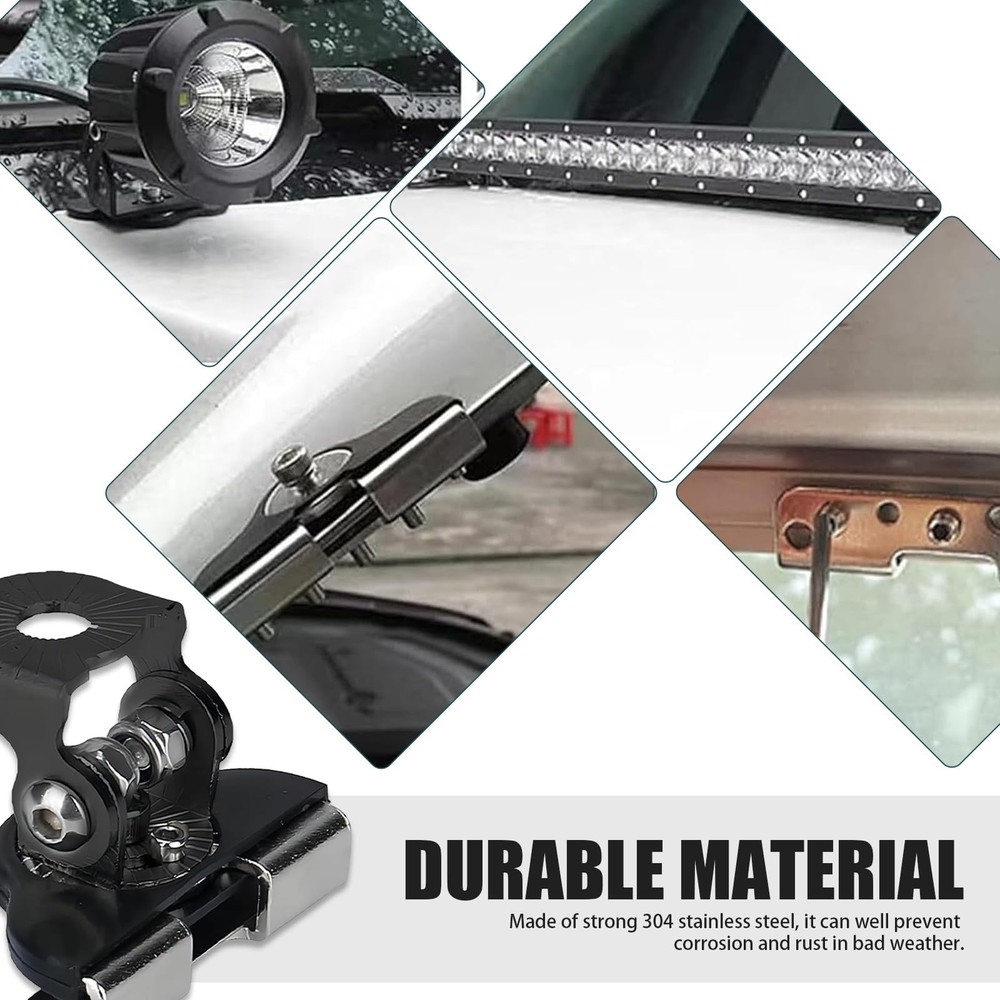 2 PCS Car Hood Light Bar Non-Destructive Fixing Bracket, Waterproof Adjustabl...