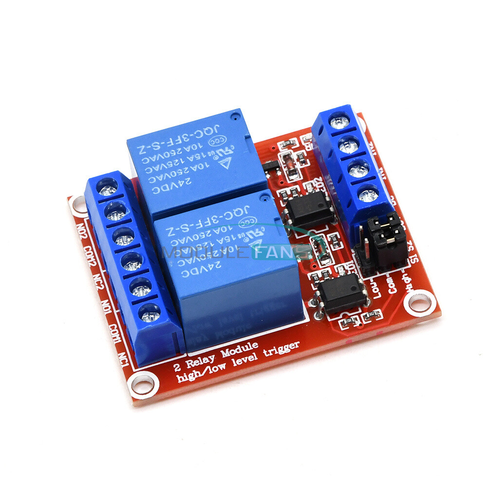 24V 2-way Relay Module With Isolation Optocoupler high / low Level Trigger