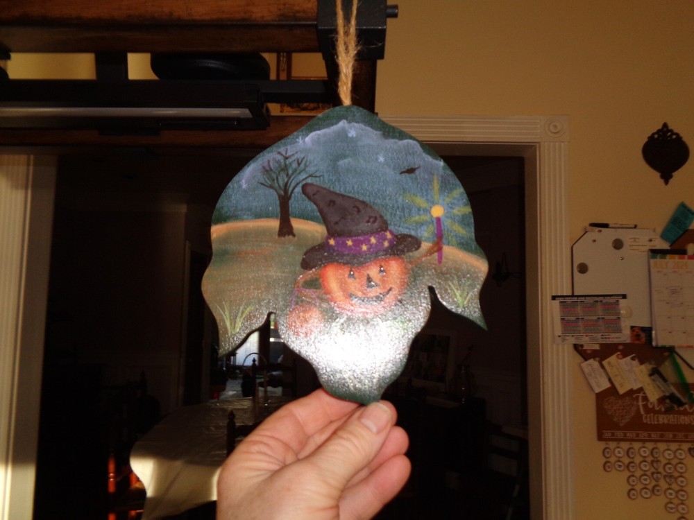 Wooden painted halloween scene