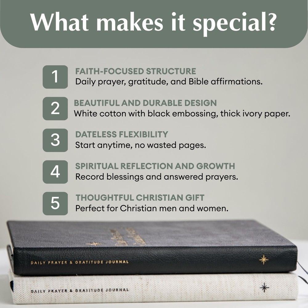 Christian Daily Prayer & Gratitude Journal, Faith Based Daily Planner, Biblic...