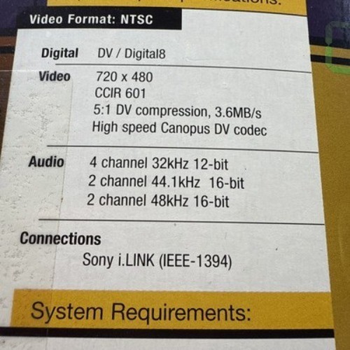 2000 Canopus EZDV - VideoHelp Capture Card