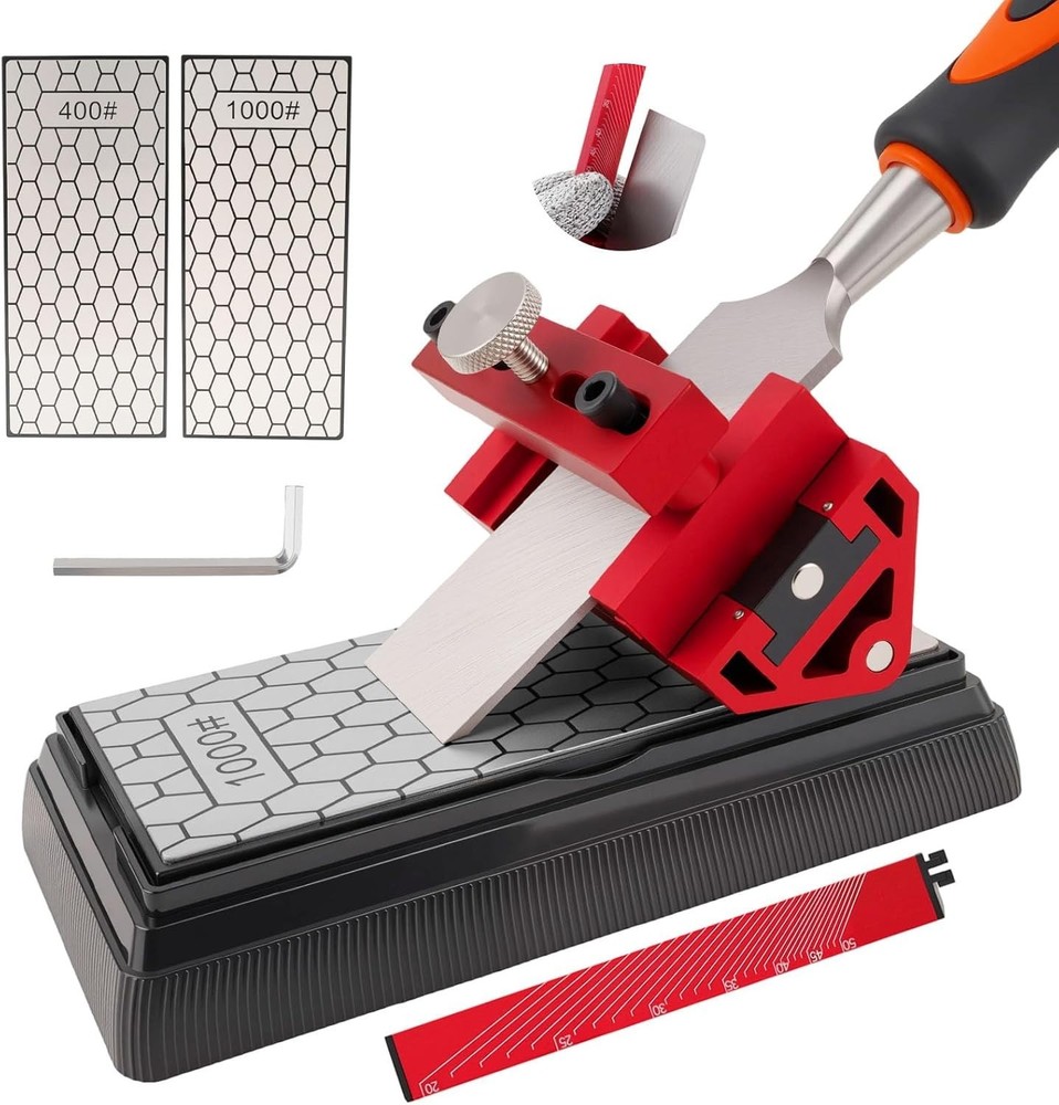 Precision Chisel Sharpening Kit with Honing Guide & Diamond Stone for Woodwork