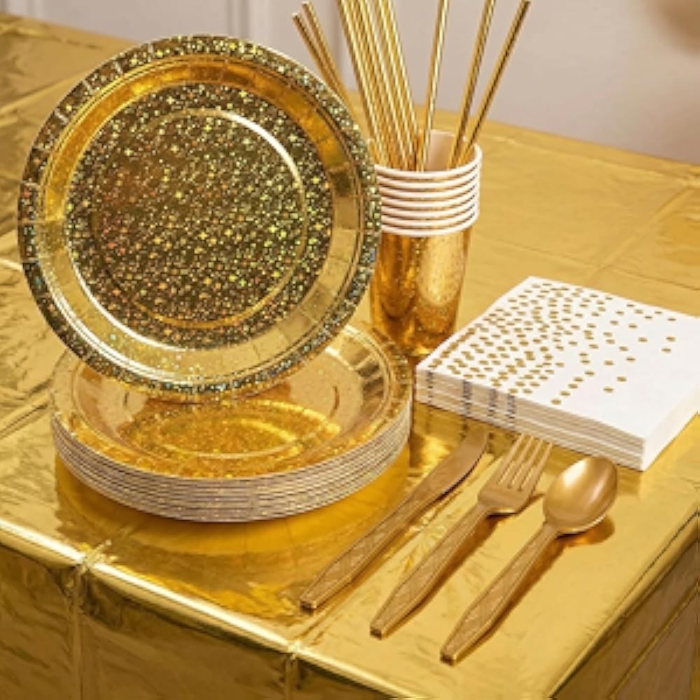 ling Star Patterned Disposable Tableware Set, 201 Pieces, Tablecloths