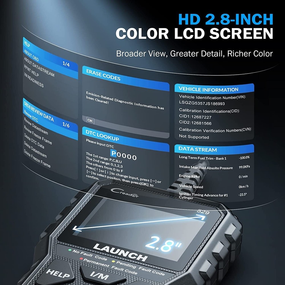 2026 LAUNCH CR529 Full OBD2 Engine Check Car Code Reader Scanner Diagnostic Tool