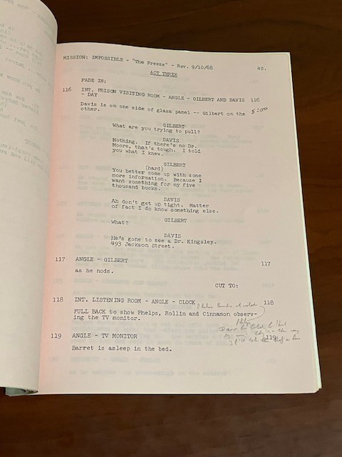 MISSION: IMPOSSIBLE script THE FREEZE Final Draft Sept 6 1968 *revisions & notes