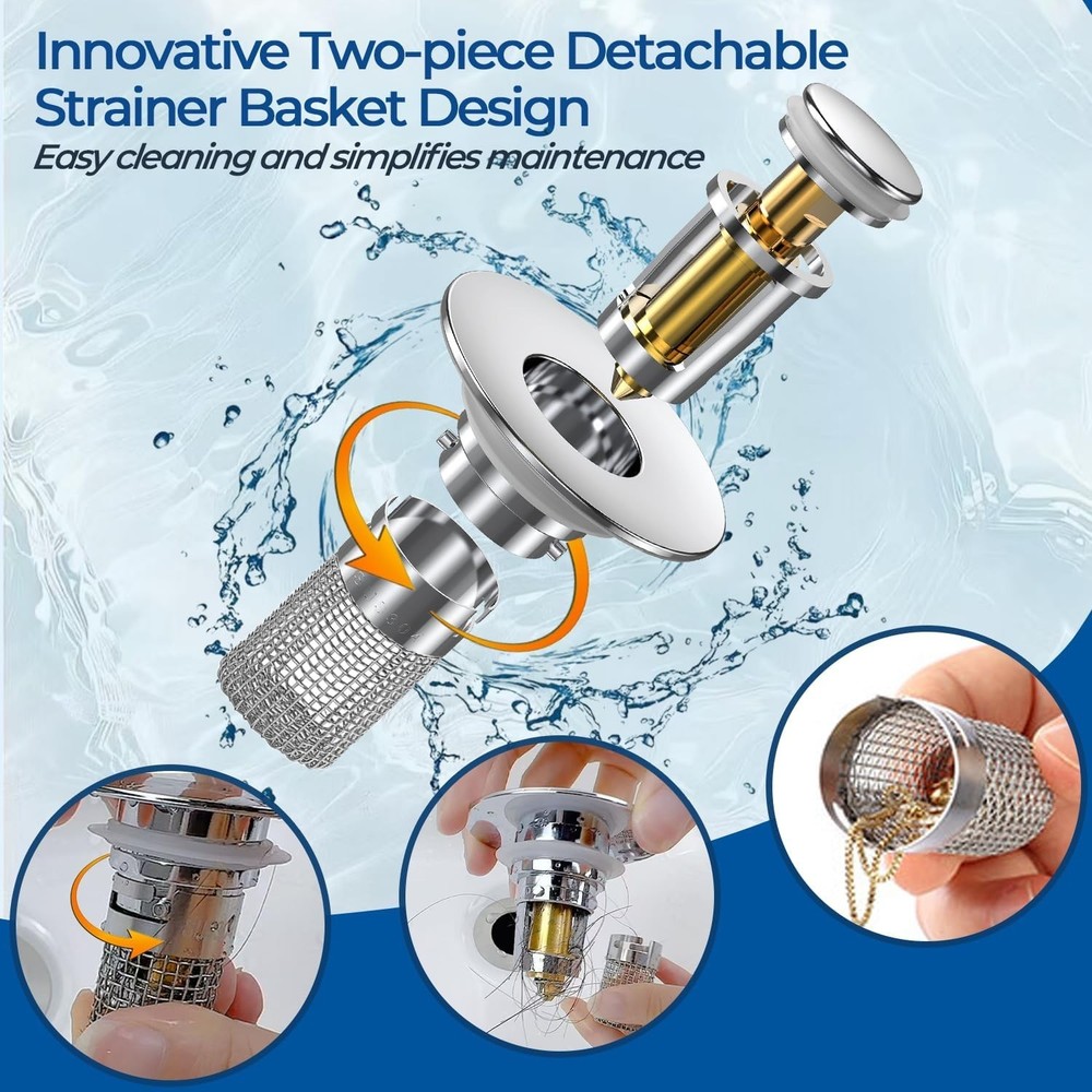 2PCS Versatile Sink Strainers with Durable Brass Core & Eco-Friendly Design