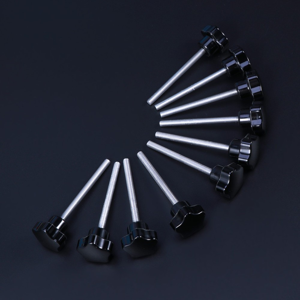 10 PCS M5x60 Hole Five Star Screw Grips Clamping Knobs (Black)
