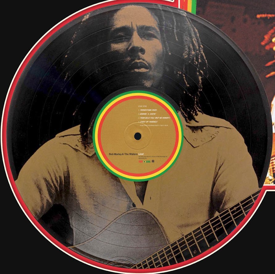 Bob Marley Laser Etched Black Vinyl Record Reproduction Signed LP Display 2