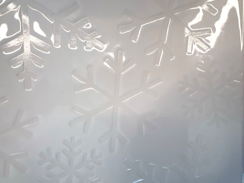 Crate & Barrel White Snowflake Embossed Rectangular Serving Tray 12”x 9.5” Xmas