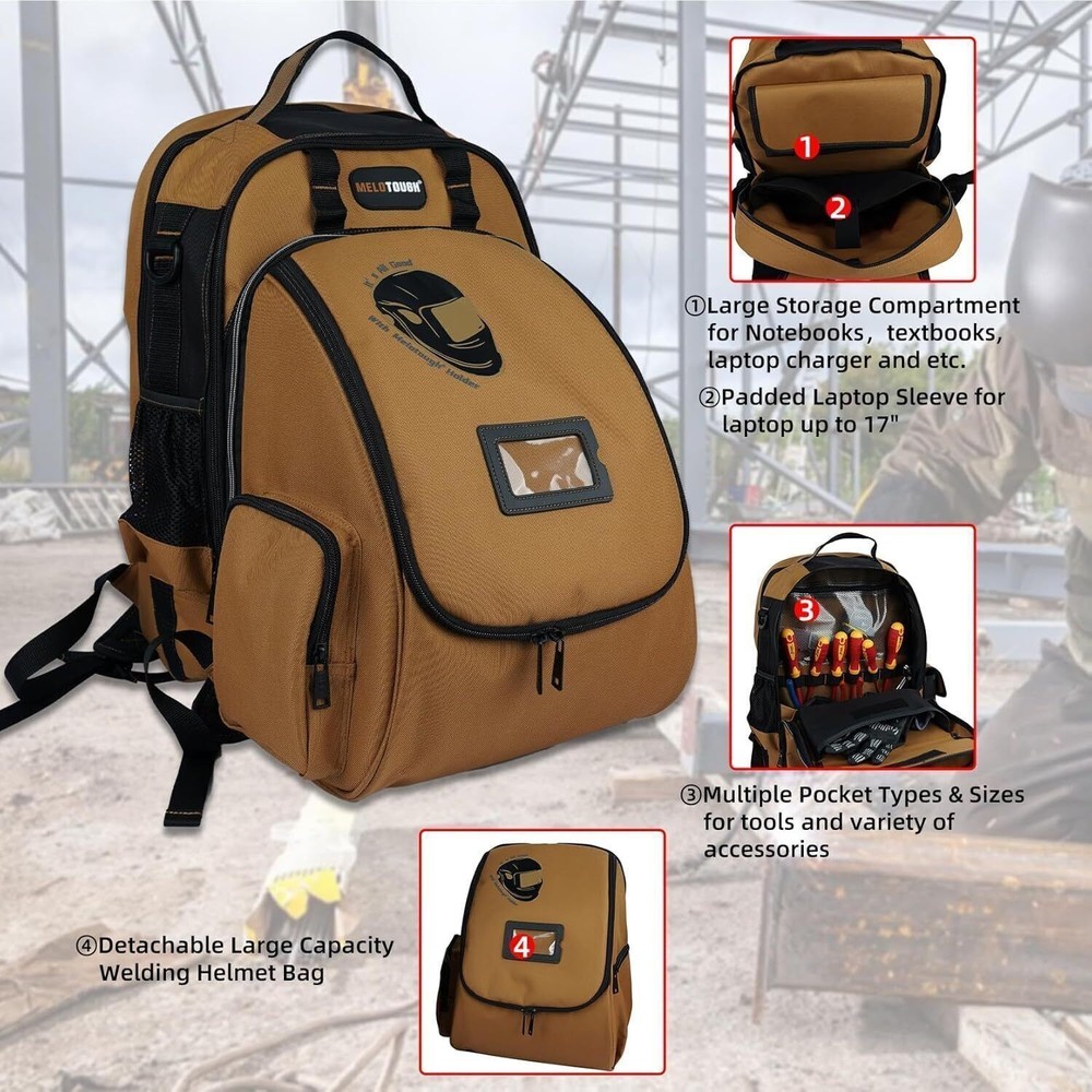 Welding Tool backpack for Tools and Helmet Extreme Gear Pack with Large Capacity