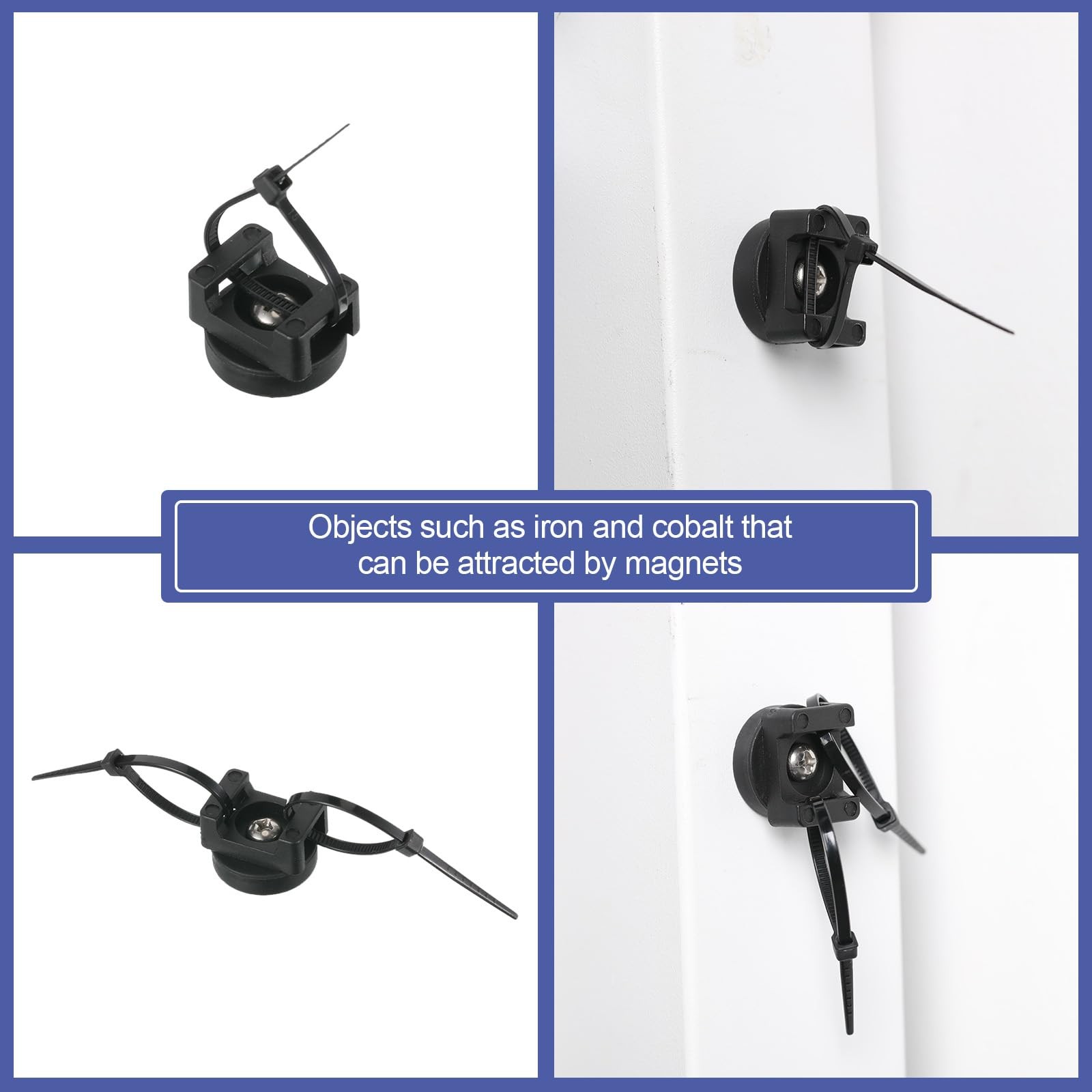 60 Pieces Magnetic Zip Tie Mount Multipurpose Cable Holder Magnets Bases