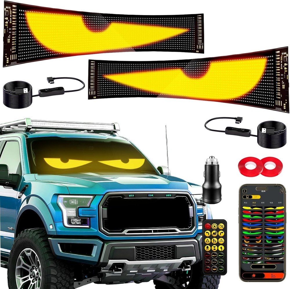 Devil Eyes Light 2PC for Windshield-23.42x4.72IN Programmable LED Eyes [Advan...