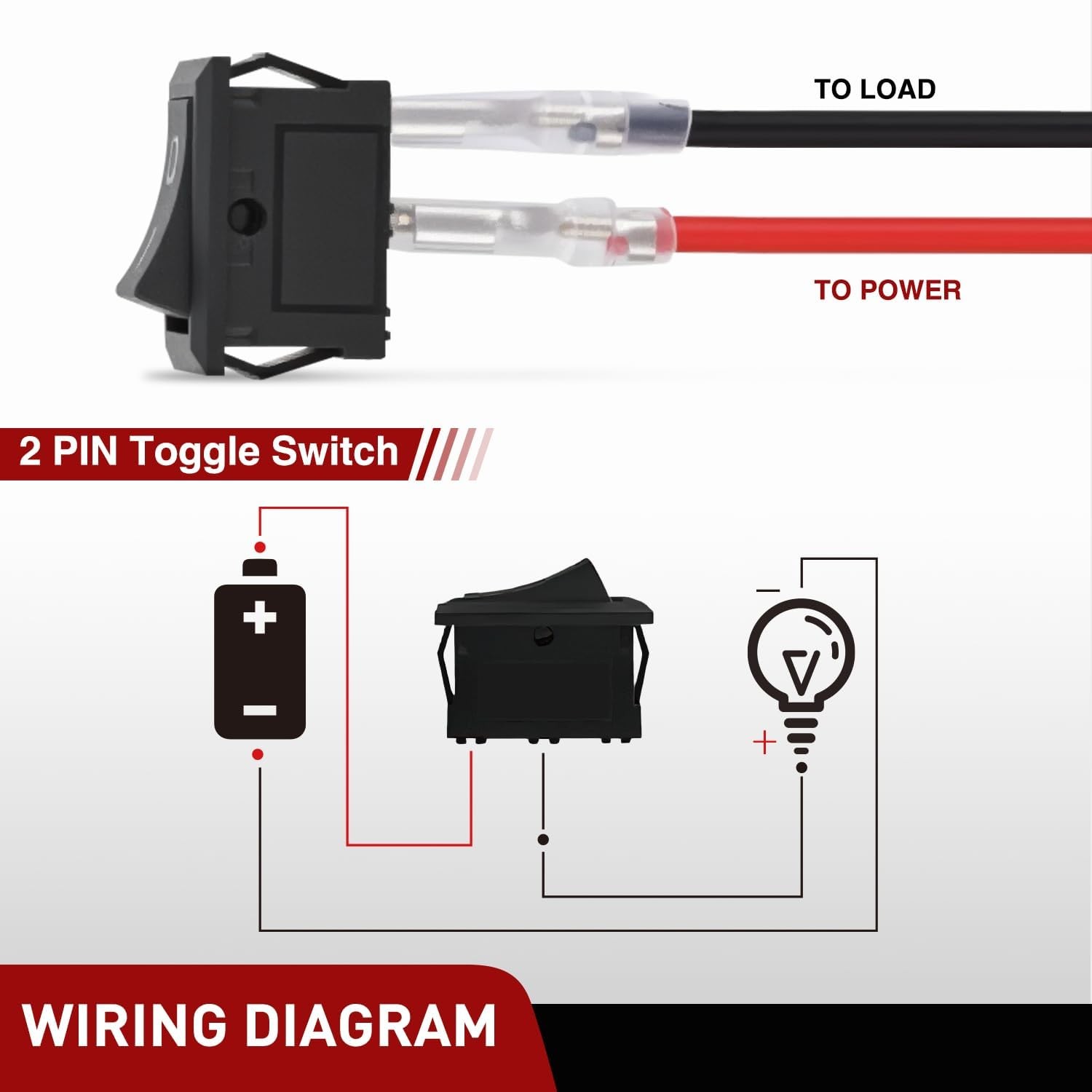 Nilight 10PCS Mini ON/Off Rocker Switch 2Pin SPST 12V 20A 125V 10A Toggle Switch