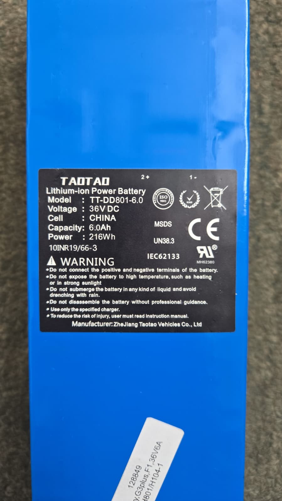Original GOTRAX G3, G3 PLUS  36V 6A 216Wh eScooter Battery TT-DD801-6.0 (/RT6...