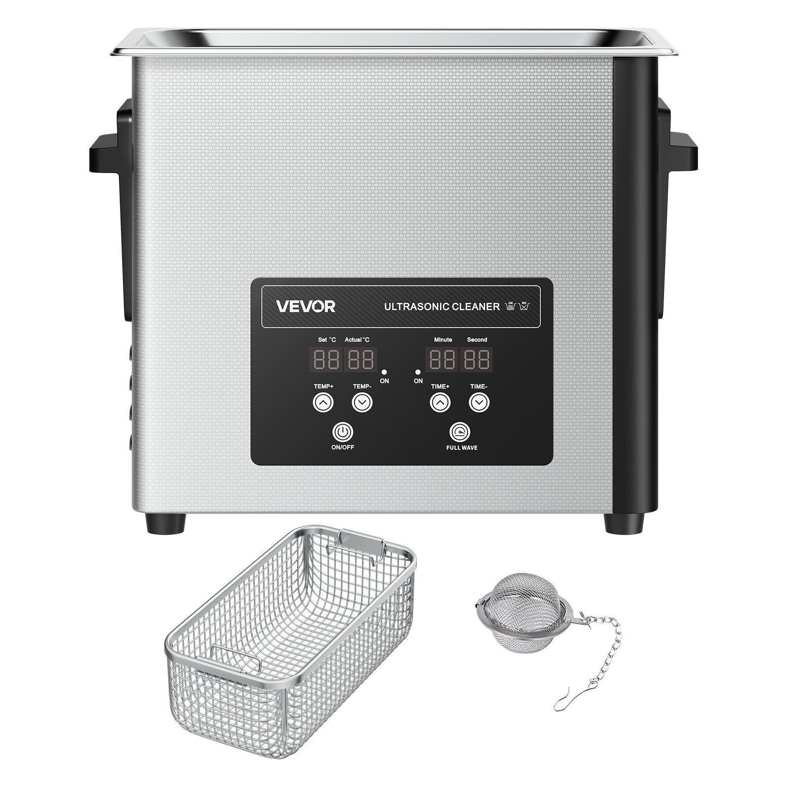 VEVOR 6L Ultrasonic Cleaner Machine with Cleaning Basket & Digital Display 120W