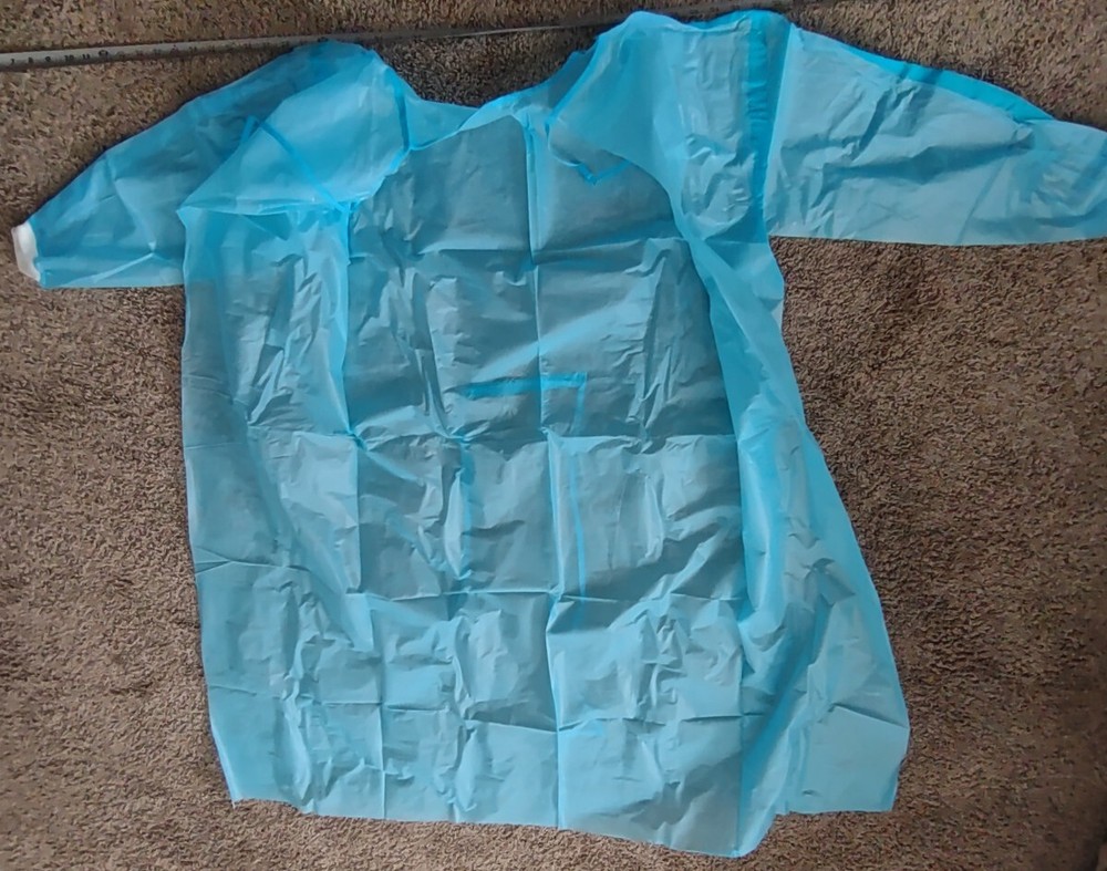 10 pack Large Blue Non-Woven Level 3 Disposable Isolation Gown Knit Cuff