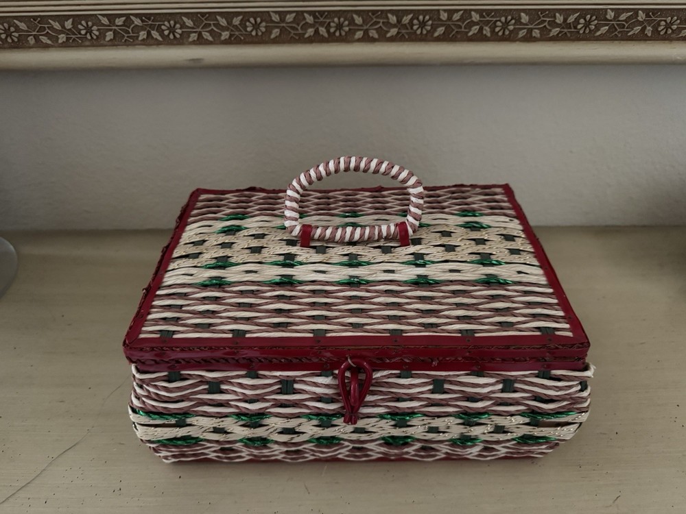 Vintage Woven Wicker Sewing Basket