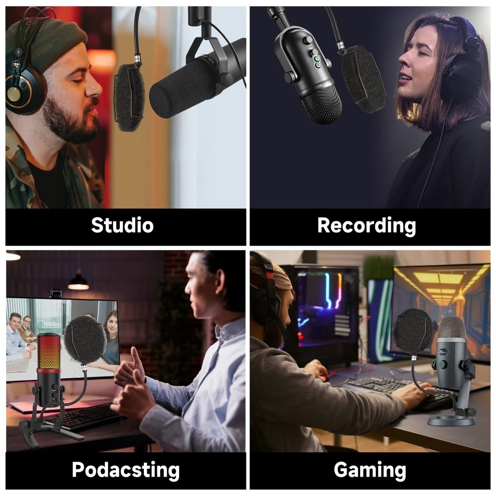 Pop Filter for Microphone - Sponge Layered Pop Wind Screen with Enhanced Flex...