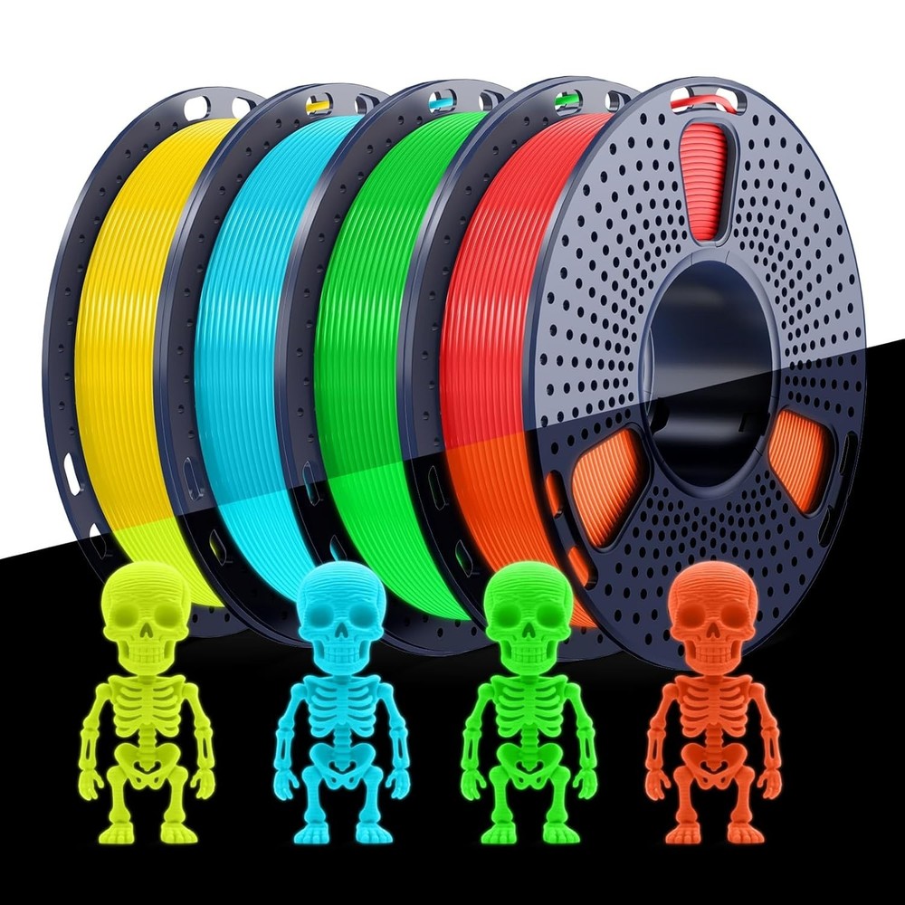 SUNLU Glow PLA Filament 1.75mm Bundle,3D Printer Filament Bundle Multicolor, ...
