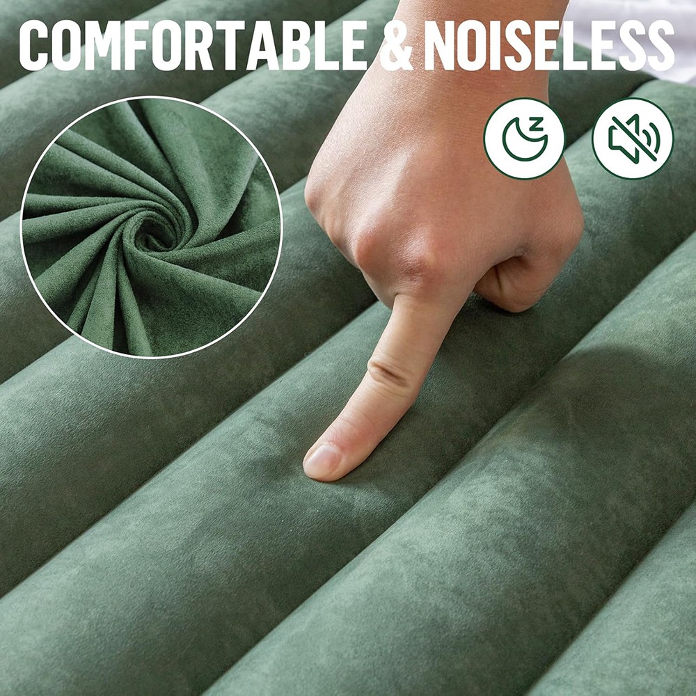 Camping Sleeping Pad 5" in Extra Thickness Inflatable Sleeping Mat Green