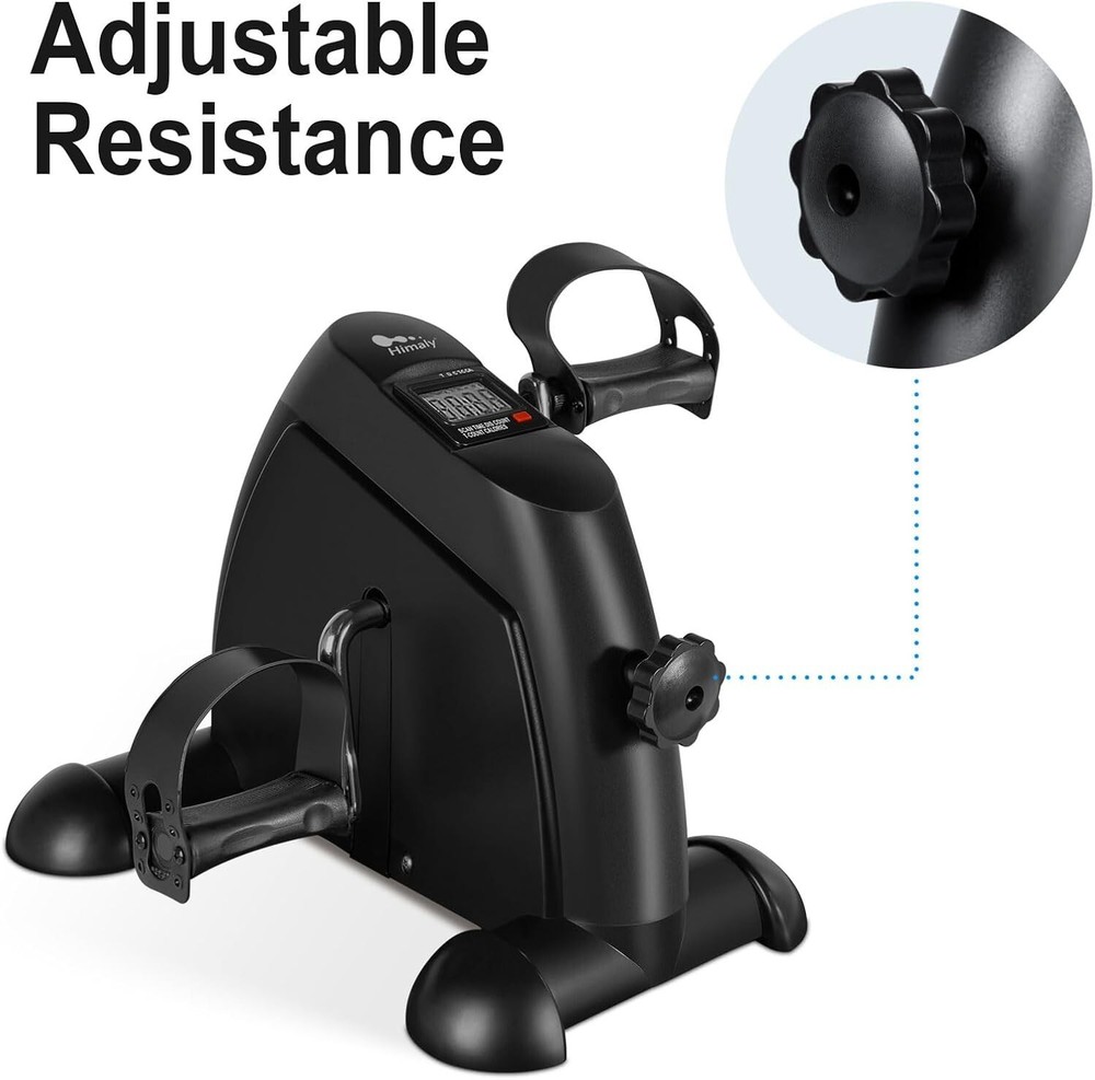 Compact Pedal Exerciser with Adjustable Resistance and Digital Display - Black