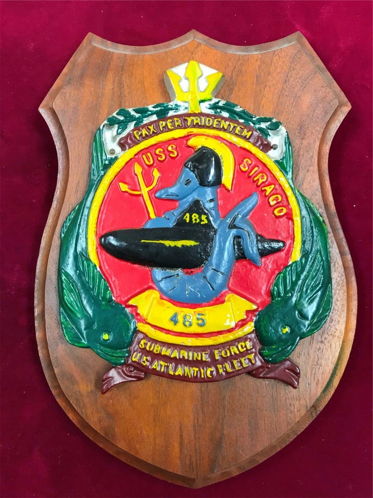 USS SIRAGO 485 Atlantic Fleet Submarine Commemorative Plaque 11" H x 8" W (FC1)